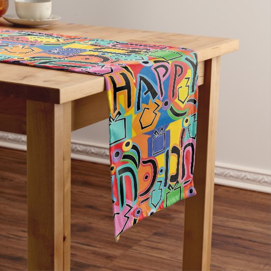 Prettig Hanukka Helder Lange Tafelloper (Voorbeeld)