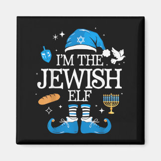 Prettig Hanukka Joodse Elf Familie Groep Kerstmis Magneet