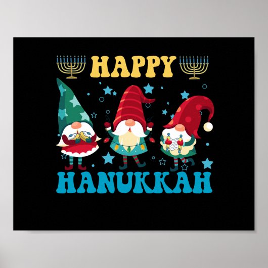 Prettig Hanukka Lieve Joodse Magische  Kabouters C Poster (Voorkant)