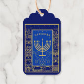 Prettig Hanukka Mooi Joods Feest Menora Cadeaulabels (Achterkant)
