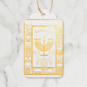 Prettig Hanukka Mooi Joods Feest Menora Cadeaulabels
