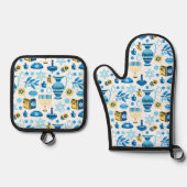 Prettig Hanukka Ovenwant & Pannenlap Set (Voorkant)