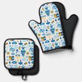 Prettig Hanukka Ovenwant & Pannenlap Set (Voorkant / Achterkant)