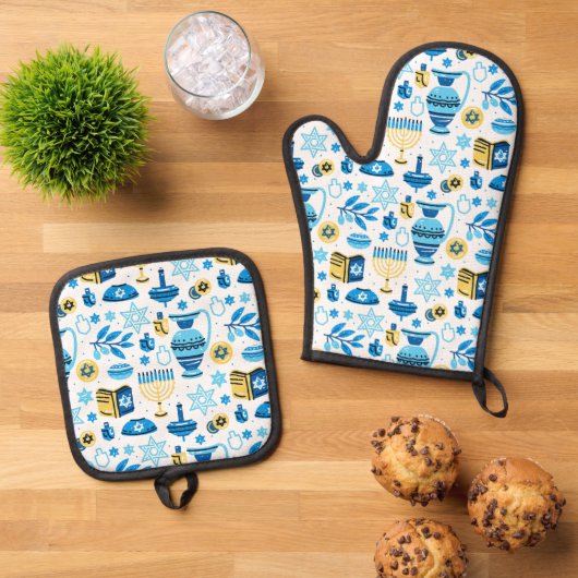Prettig Hanukka Ovenwant & Pannenlap Set (Top down)