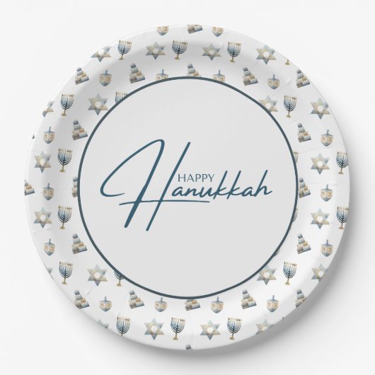 Prettig Hanukka Papieren Bordje (Voorkant)