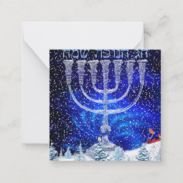 Prettig Hanukka Sneeuw & Menora Notitiekaartje