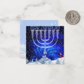 Prettig Hanukka Sneeuw & Menora Notitiekaartje (Voorkant / Achterkant in situ)