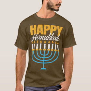 Prettig Hanukka Vintage Menorah Joods Feestelijke T-shirt
