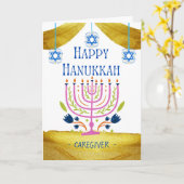 Prettig Hanukka voor een mantelzorger Voeg een naa Kaart (Gele Bloem)
