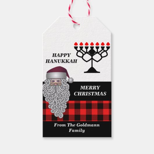 Prettig Hanukka & vrolijk Kerstfeest Cadeaulabel (Voorkant)
