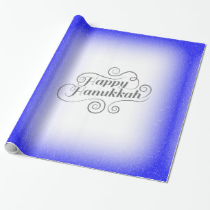 Prettig Hanukkah 2-tone Blauw Witte Achtergrond Cadeaupapier
