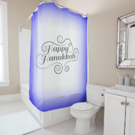 Prettig Hanukkah 2-tone Blauw Witte Achtergrond Douchegordijn