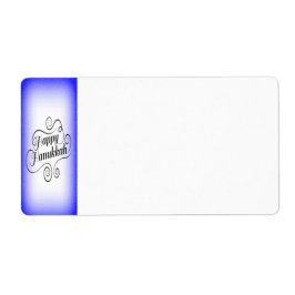 Prettig Hanukkah 2-tone Blauw Witte Achtergrond Etiket