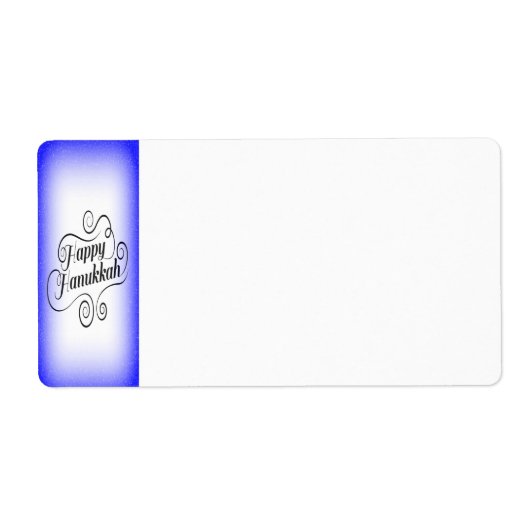 Prettig Hanukkah 2-tone Blauw Witte Achtergrond Etiket (Voorkant)