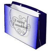 Prettig Hanukkah 2-tone Blauw Witte Achtergrond Groot Cadeauzakje (Achterkant Gekanteld)