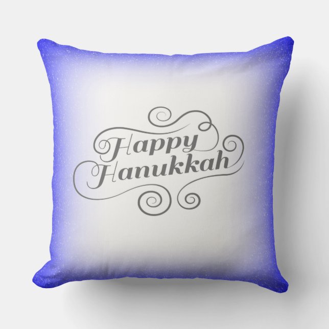 Prettig Hanukkah 2-tone Blauw Witte Achtergrond Kussen (Voorkant)