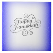 Prettig Hanukkah 2-tone Blauw Witte Achtergrond Tegeltje (Voorkant)