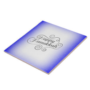 Prettig Hanukkah 2-tone Blauw Witte Achtergrond Tegeltje