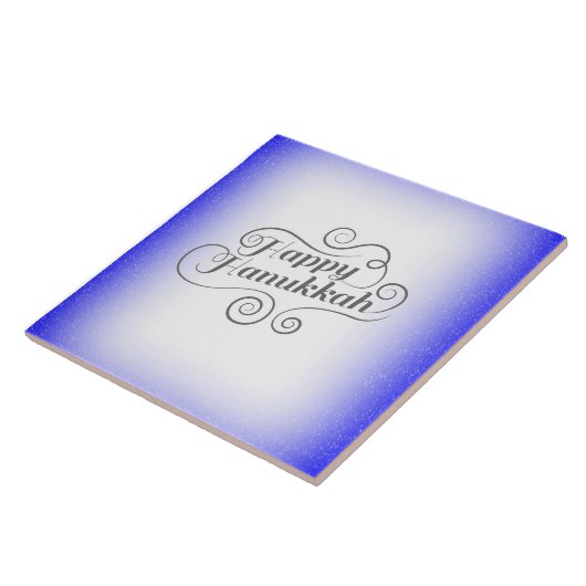 Prettig Hanukkah 2-tone Blauw Witte Achtergrond Tegeltje (Zijkant)