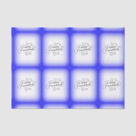 Prettig Hanukkah 2-tone Blauw Witte Achtergrond Tissuepapier (Voorkant)