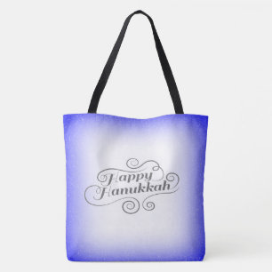 Prettig Hanukkah 2-tone Blauw Witte Achtergrond Tote Bag