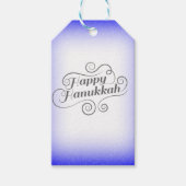Prettig Hanukkah 2-tone Blauwe Witte Achtergrond Cadeaulabel (Voorkant)
