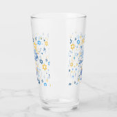 Prettig Hanukkah Blauw En Goud Glas (Links)