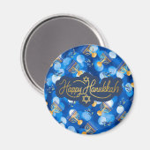 Prettig Hanukkah Blauw En Wit Magneet (Voorkant / Achterkant)