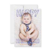 Prettig Hanukkah Blauwe Blok - 3x5 Hanukkah Kaart
