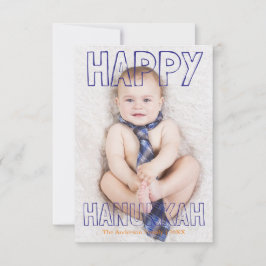 Prettig Hanukkah Blauwe Blok - 3x5 Hanukkah Kaart