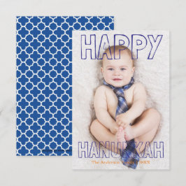 Prettig Hanukkah Blauwe Blok - 3x5 Hanukkah Kaart