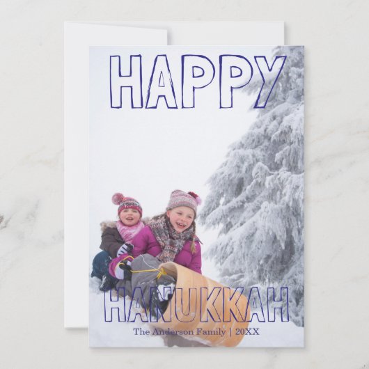 Prettig Hanukkah Blauwe Blok - Hanukkah Kaart (Voorkant)