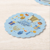 Prettig Hanukkah Cute Kartonnen Onderzetters (Gekanteld)