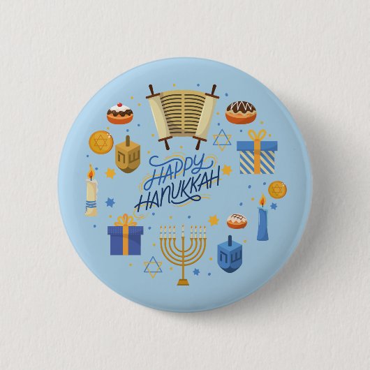 Prettig Hanukkah Cute Ronde Button 5,7 Cm (Voorkant)