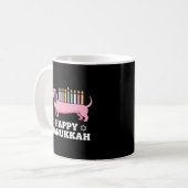 Prettig Hanukkah Dachshund Hond Koffiemok (Voorkant links)