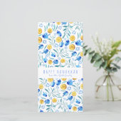 Prettig Hanukkah Driedel Watercolor Boomvrij Kaart (Staand voorkant)