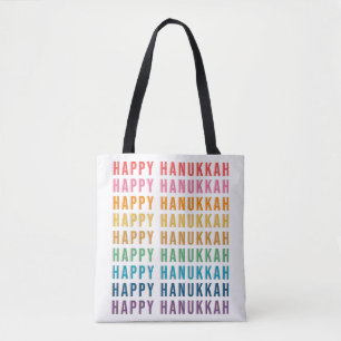 Prettig Hanukkah Eenvoudige regenboogkleuren typ Tote Bag