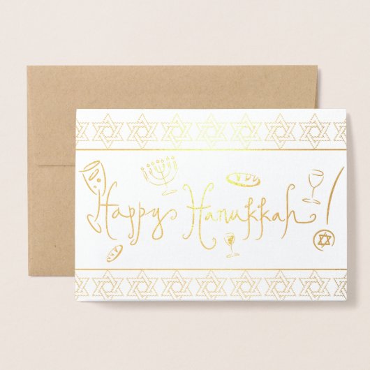 Prettig Hanukkah Folie Kaarten (Voorkant met envelop)