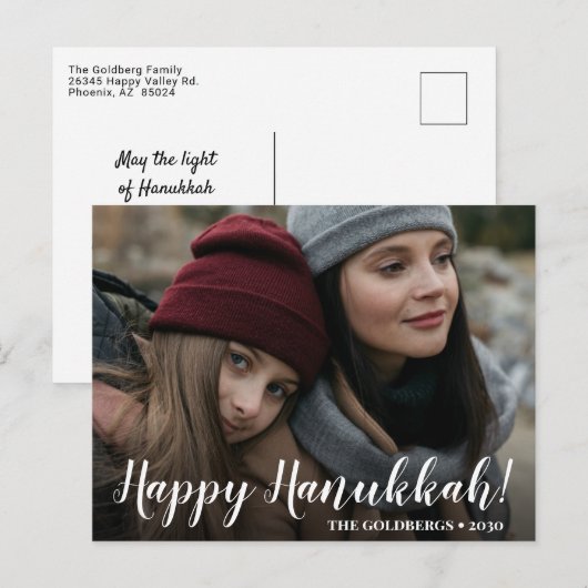 Prettig Hanukkah Foto Vakantie Ansichtkaart Feestdagenkaart (Voorkant / Achterkant)