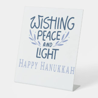 prettig Hanukkah gewenst Reclamebord Met Voetstuk