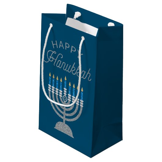Prettig Hanukkah Glitter Klein Cadeauzakje (Achterkant Gekanteld)