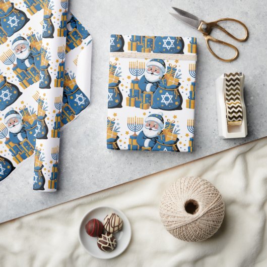 Prettig Hanukkah Kerstman Cadeaupapier (Crafts)