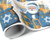 Prettig Hanukkah Kerstman Cadeaupapier (Rol Hoek)