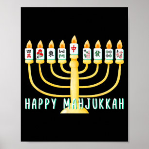 Prettig Hanukkah Mahjong Menorah Mahjukkah Chanukk Poster
