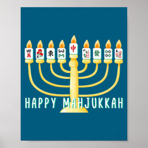 Prettig Hanukkah Mahjong Menorah Mahjukkah Chanukk Poster