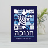 Prettig Hanukkah Modern Greeting Zilver Folie Folie Feestdagenkaart (Staand Voorkant)