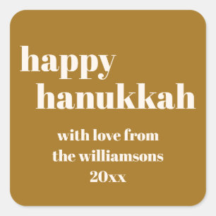 Prettig Hanukkah Modern Honey Goud Persoonlijk Vierkante Sticker