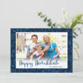 Prettig Hanukkah Modern Script Foto Feestdagenkaart (Staand voorkant)