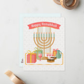 Prettig Hanukkah Notitiekaartje (Voorkant / Achterkant in situ)