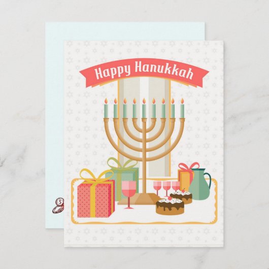 Prettig Hanukkah Notitiekaartje (Voorkant / Achterkant)
